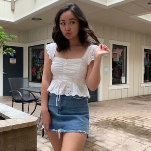 Fashion Nova// Peplum Lace White Crop Top